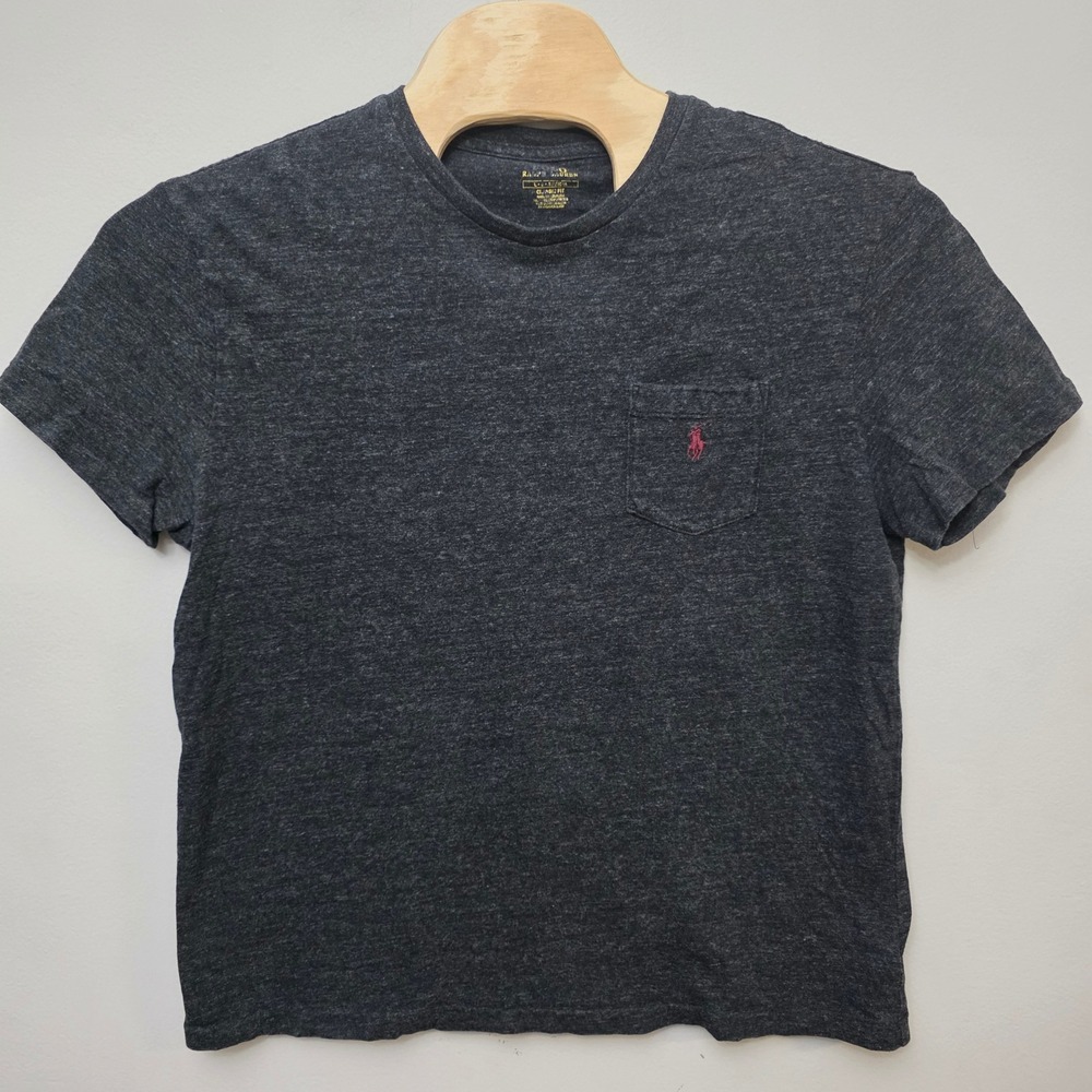 Polo Ralph Lauren T-Shirt Mens L Grey Classic‎ Fit Pocket Pony Logo Preppy